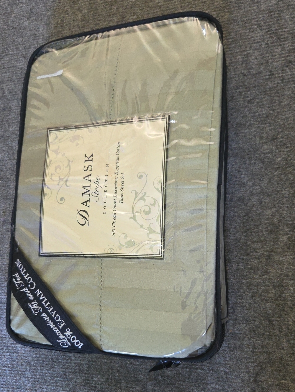 Damask Collection Sage Green 500 Count Egyptian Cotton Sheet Set